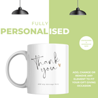Gold Heart Thank You Mug – personalisation information