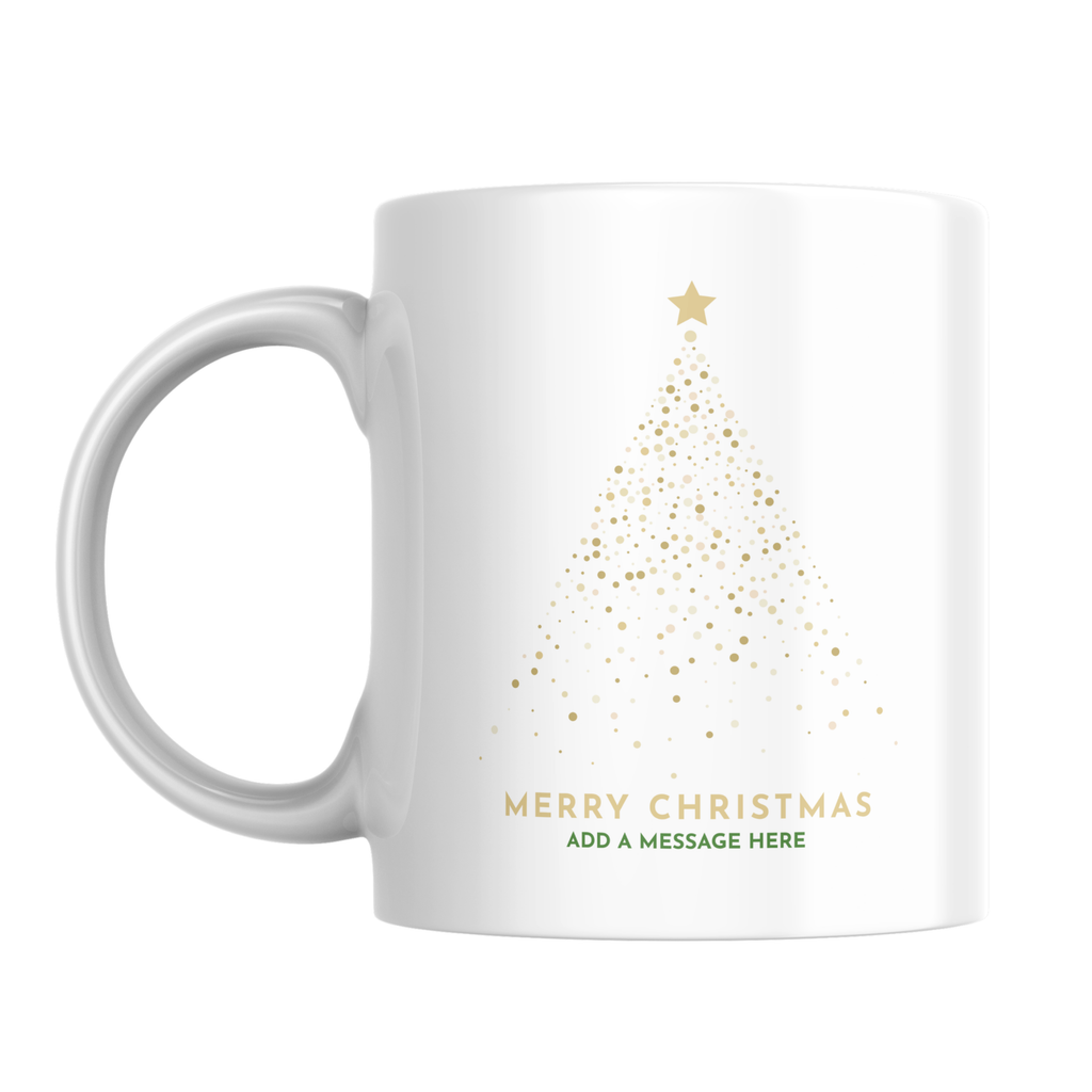 Gold Star Christmas Tree Mug – front view