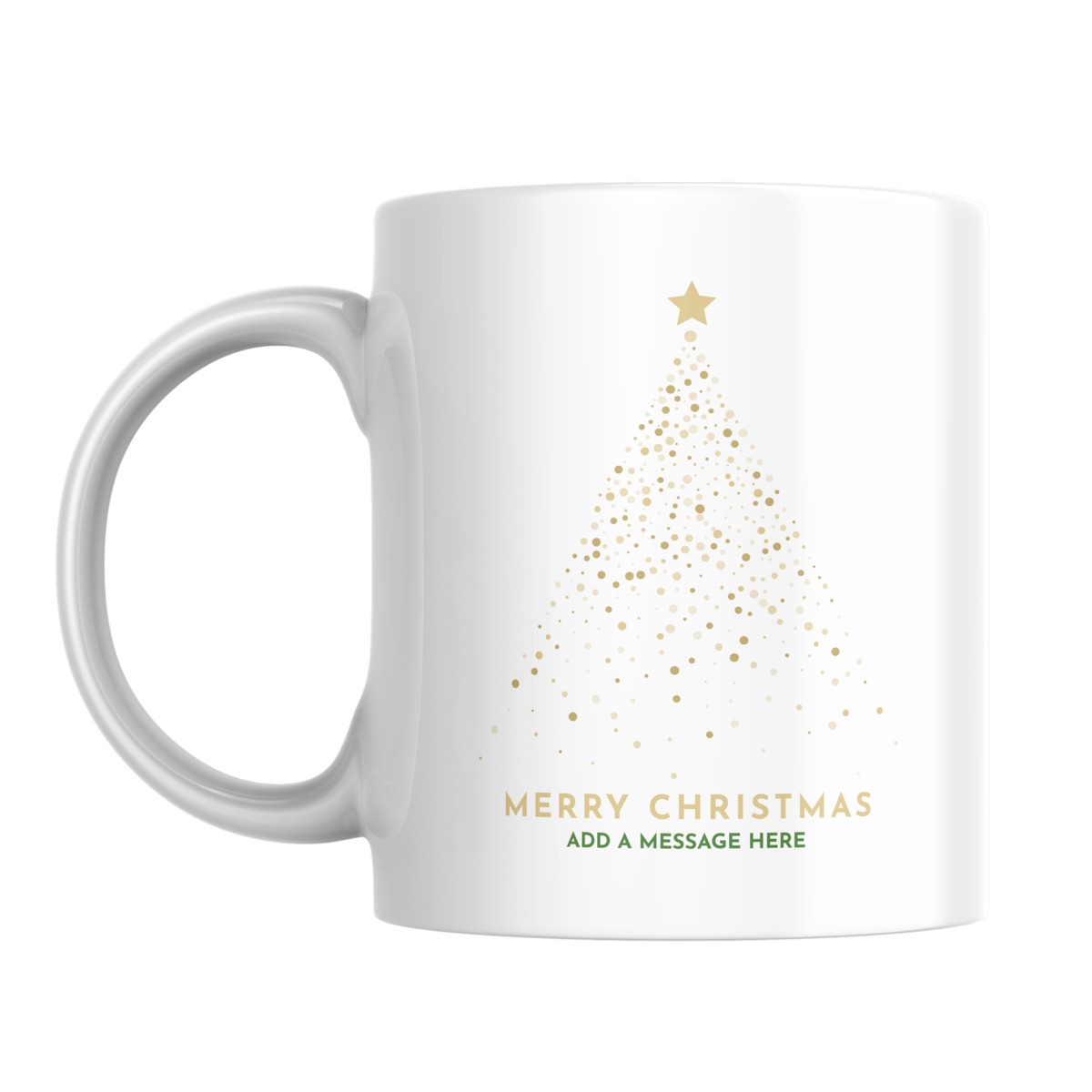 Gold Star Christmas Tree Mug – front view