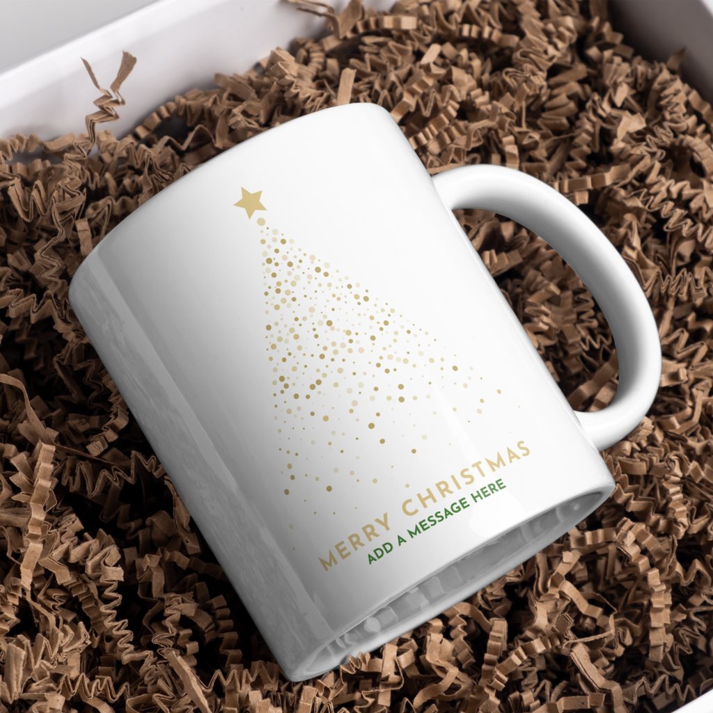 Gold Star Christmas Tree Mug – gift presentation on paper packing