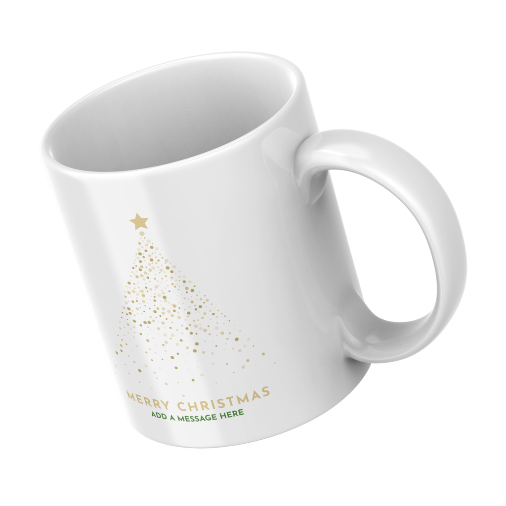 Gold Star Christmas Tree Mug – angled view
