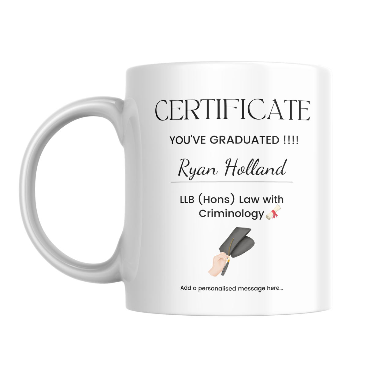 Graduation Certificate Mug – front view