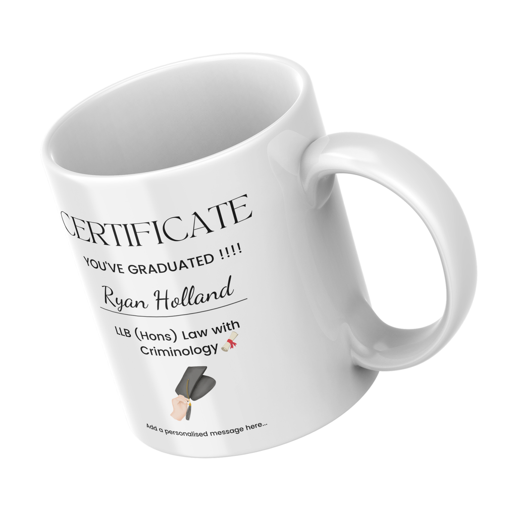 Graduation Certificate Mug – angled view