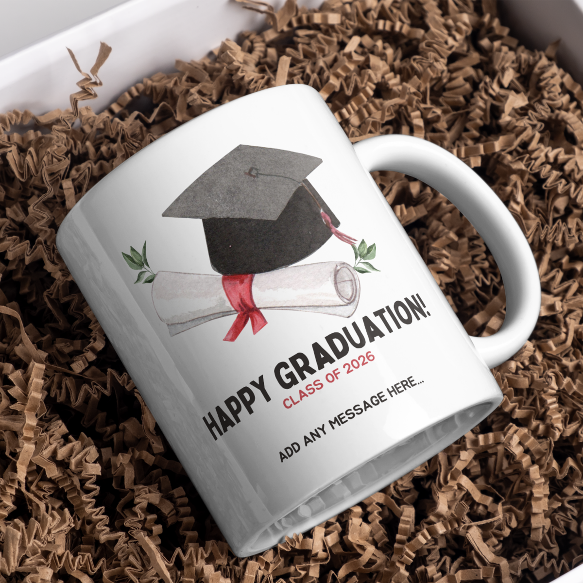 Graduation Mug – gift presentation on paper packing