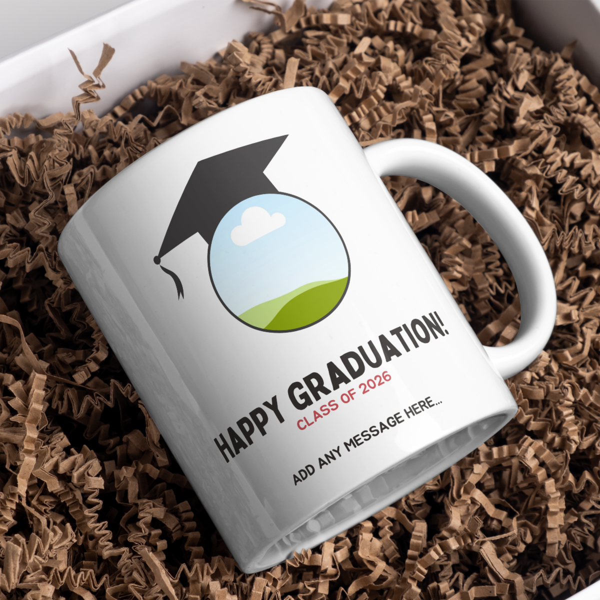 Graduation Photo Mug – gift presentation on paper packing