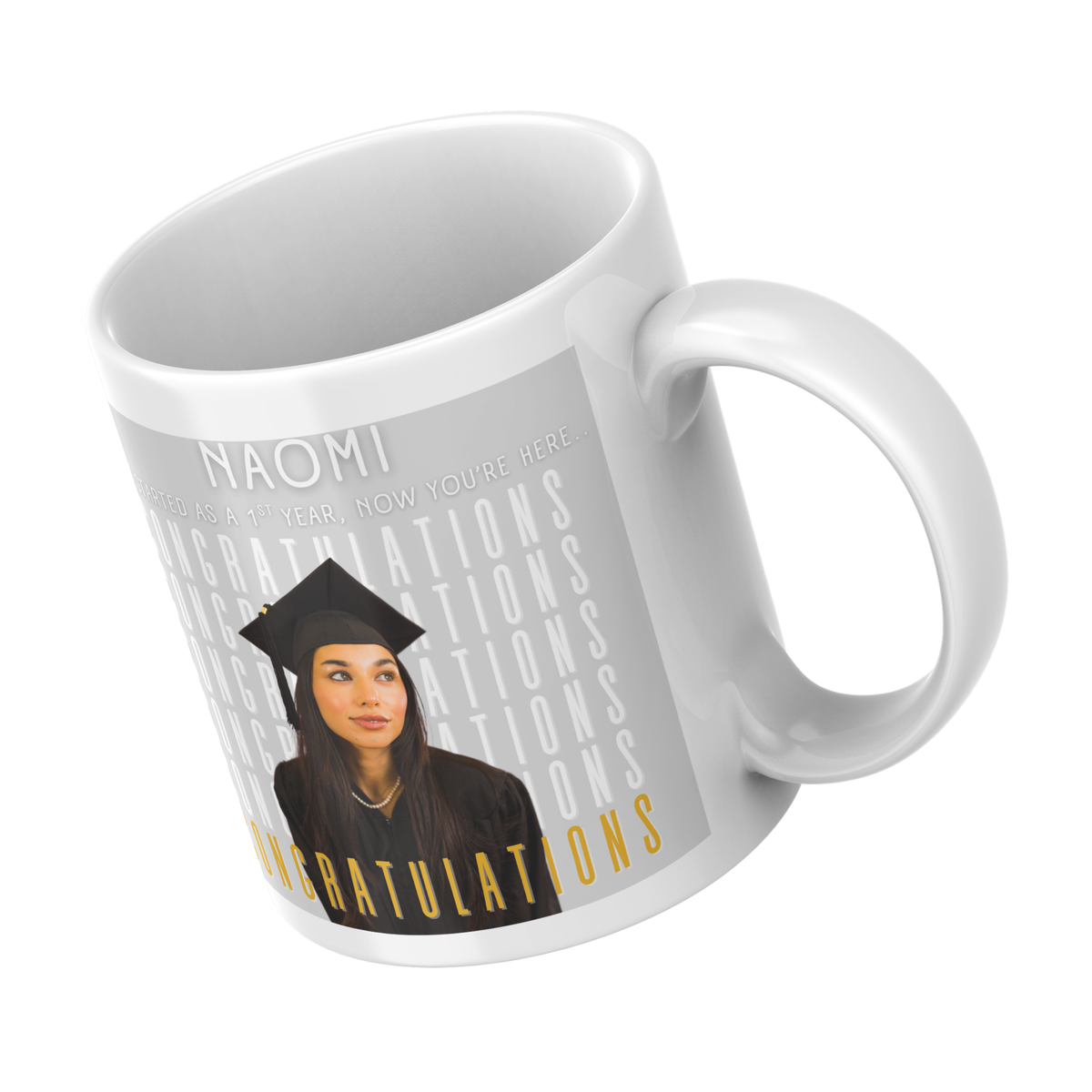 Graduation Photo Mug – angled view