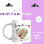 Grandma Heart Photo Mug – personalisation information