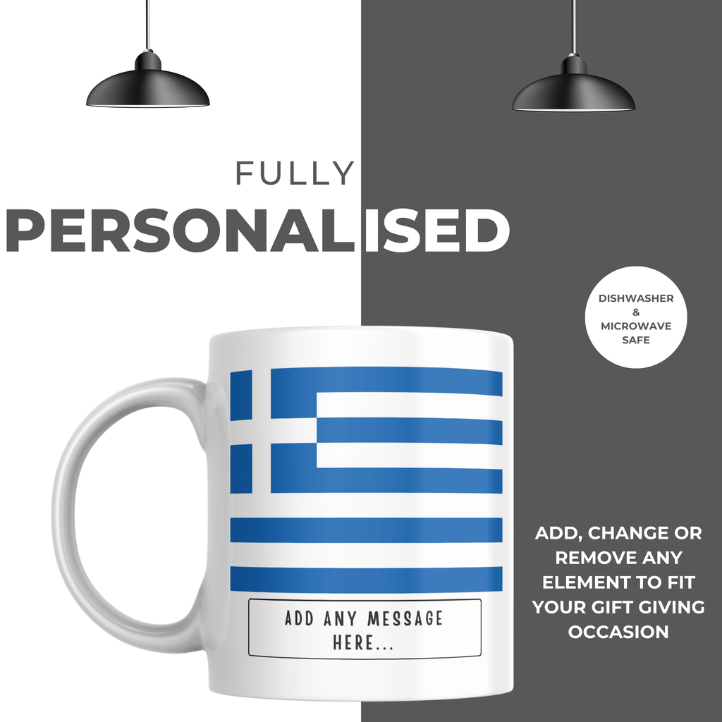 Personalised Greece flag mug – personalisation and care information