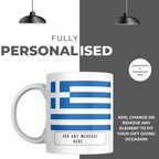Personalised Greece flag mug – personalisation and care information