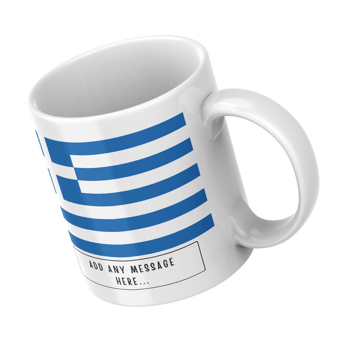 Personalised Greece flag mug – angled view