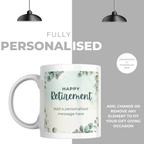Green Eucalyptus Happy Retirement Mug – personalisation information