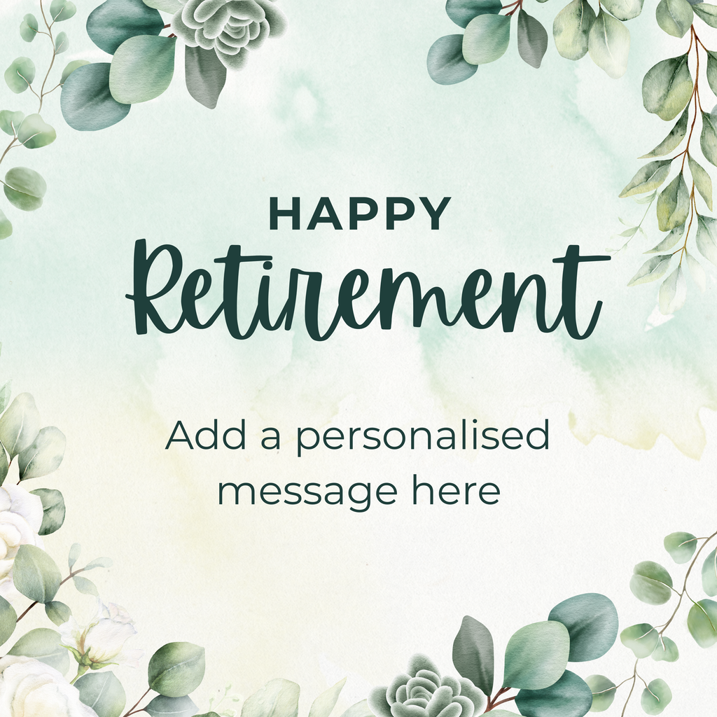 Green Eucalyptus Happy Retirement Mug – original flat artwork