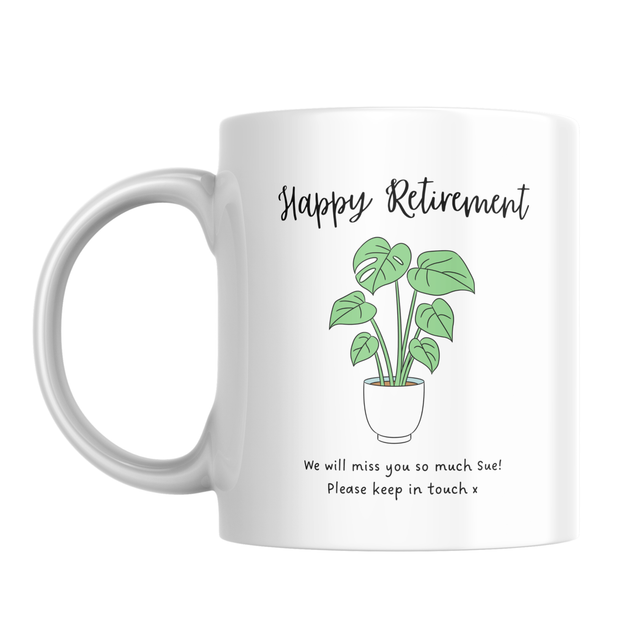 Green Houseplant Happy Retirement Mug – Personalised Gift