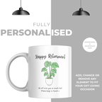 Green Houseplant Happy Retirement Mug – personalisation information