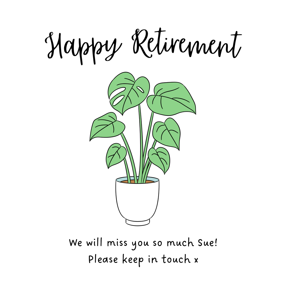 Green Houseplant Happy Retirement Mug – original flat artwork