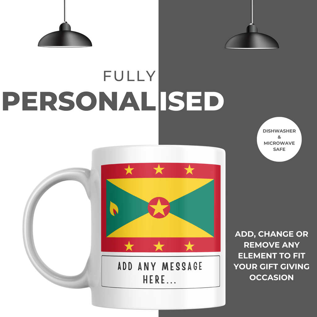 Personalised Grenada flag mug – personalisation and care information