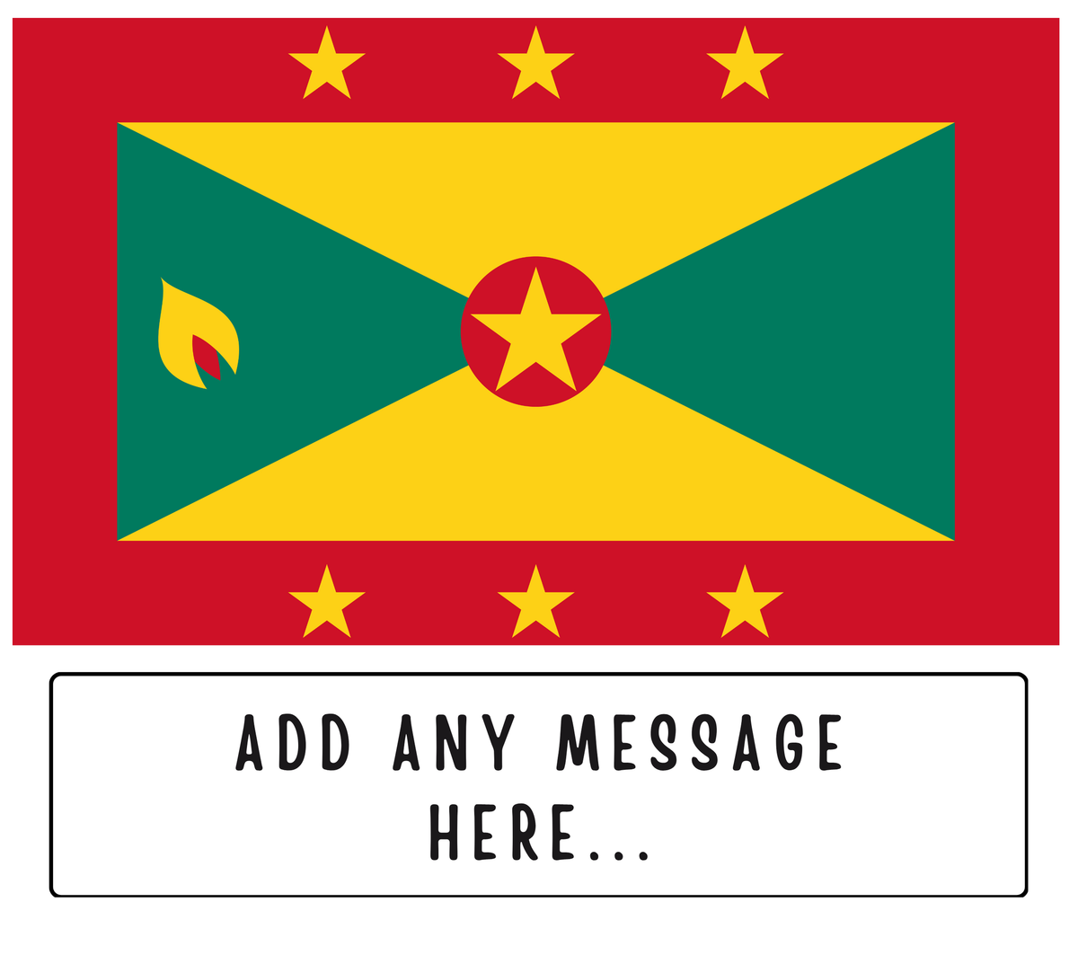 Personalised Grenada flag mug – flat source artwork with space for a personalised message