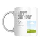 Grey Birthday Photo Mug – front view with photo placeholder
