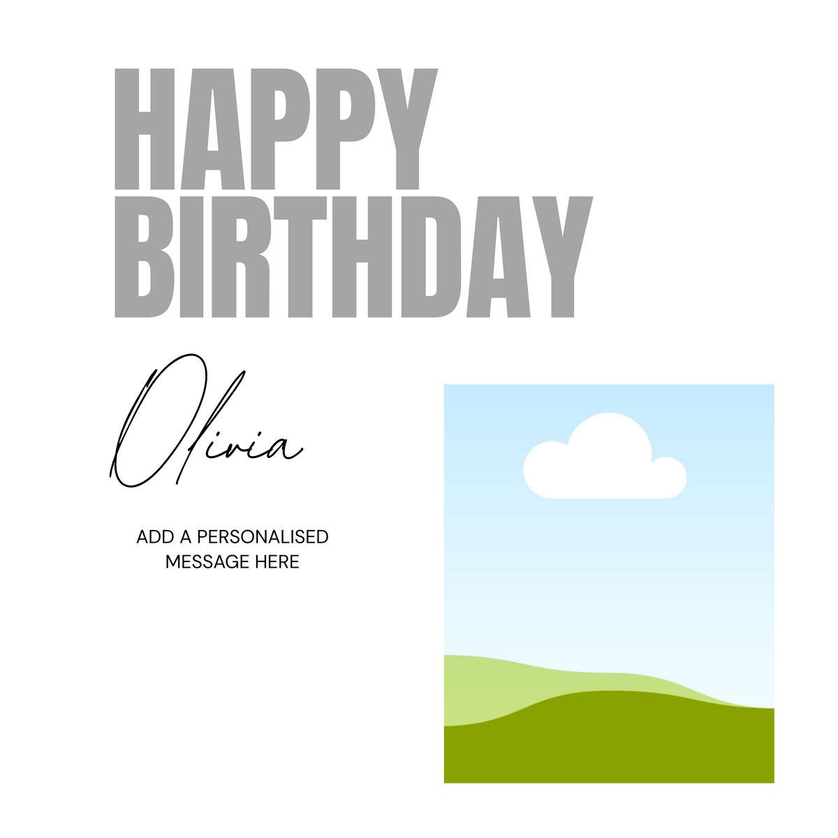 Grey Birthday Photo Mug – flat artwork showing photo placeholder