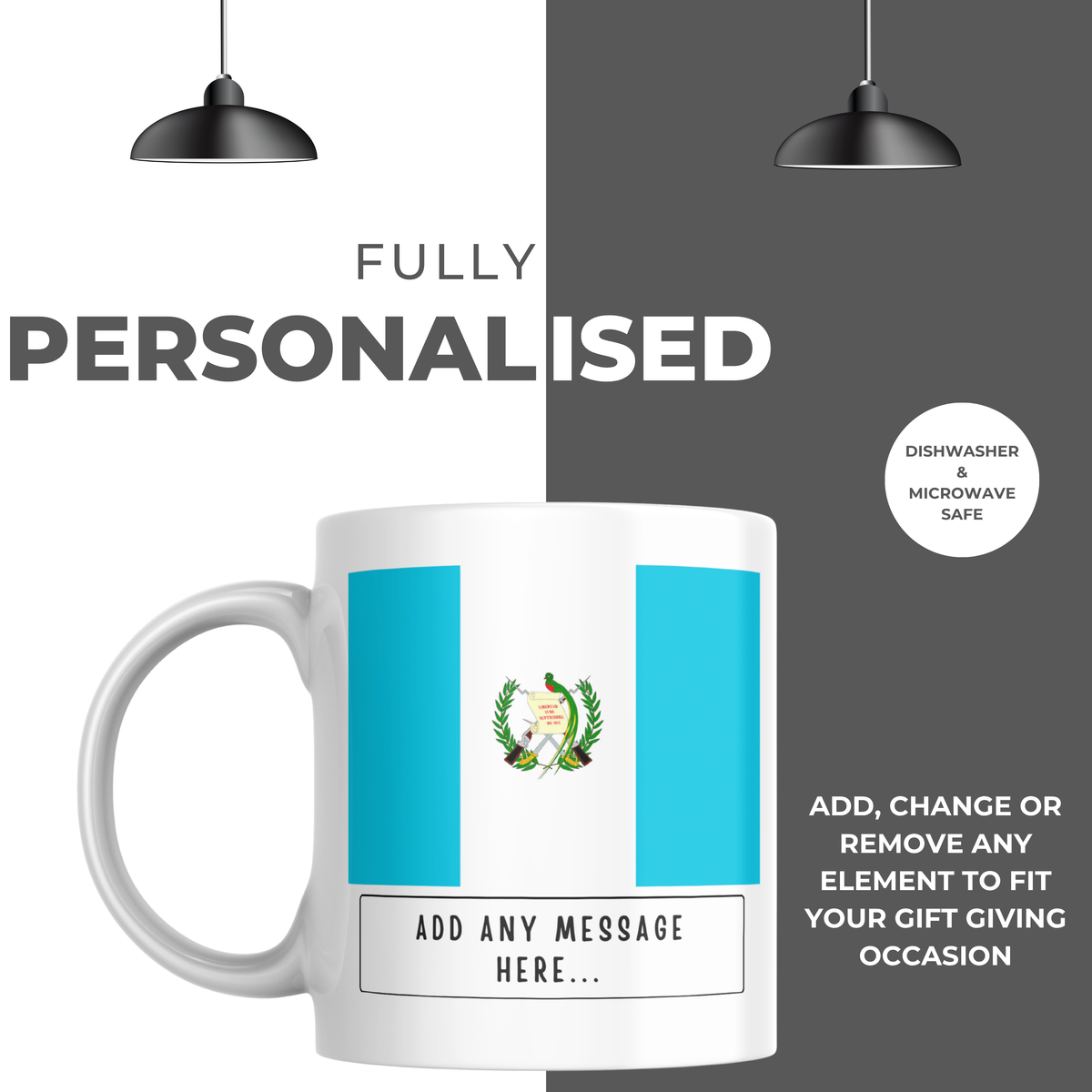 Personalised Guatemala flag mug – personalisation and care information