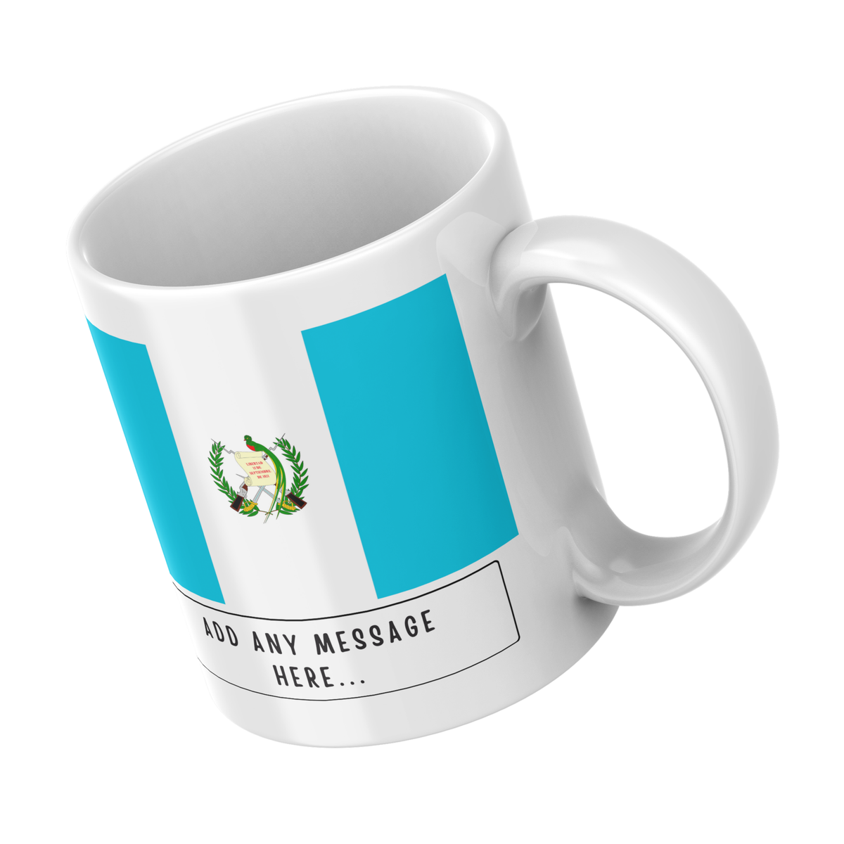 Personalised Guatemala flag mug – angled view