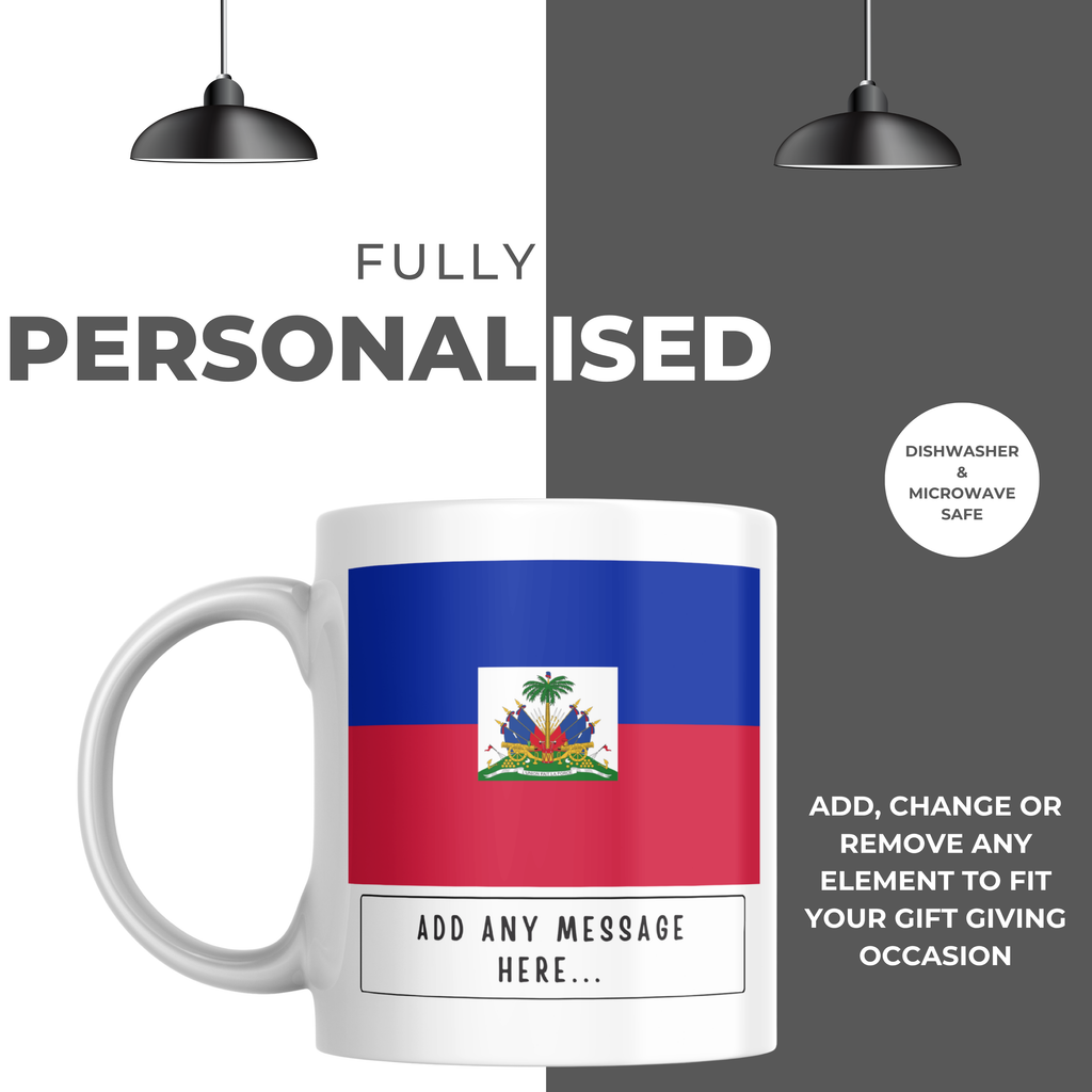Personalised Haiti flag mug – personalisation and care information