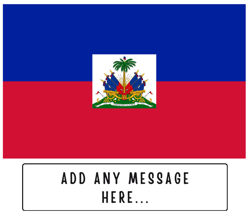 Personalised Haiti flag mug – flat source artwork with space for a personalised message