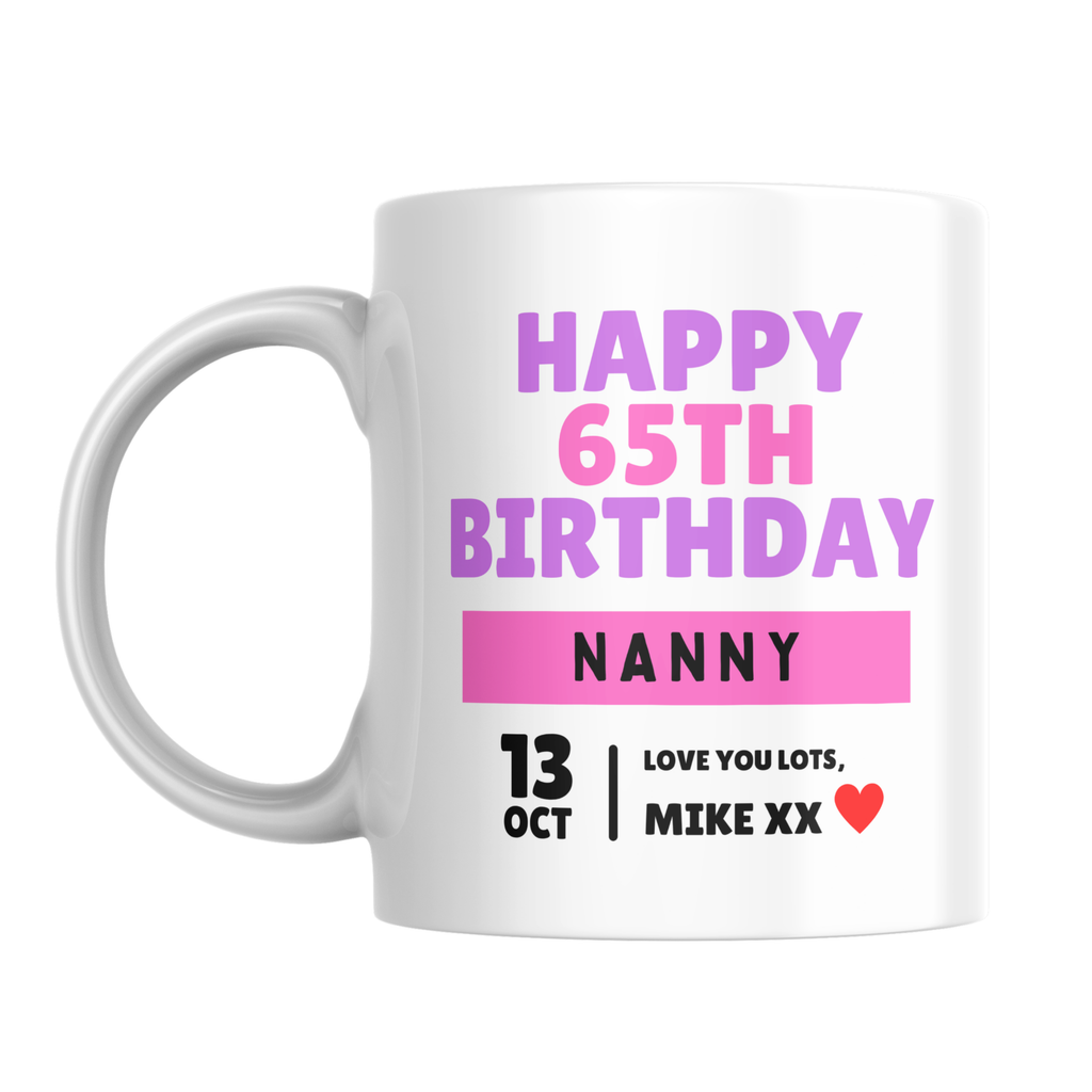 Happy 65th Birthday Nanny Mug – front view