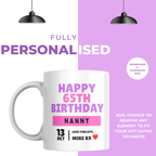 Happy 65th Birthday Nanny Mug – personalisation information