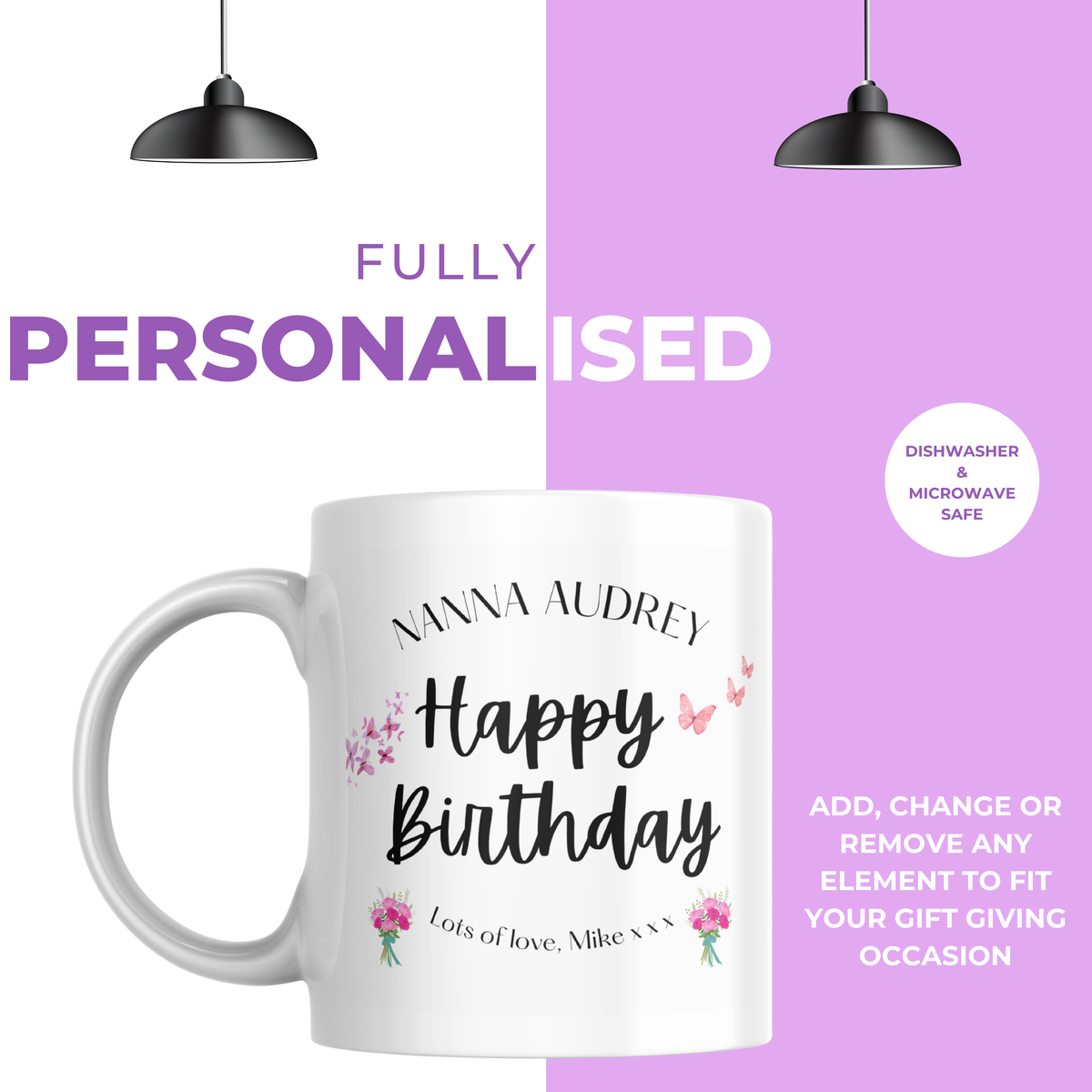 Happy Birthday Nanna Name Mug – personalisation information