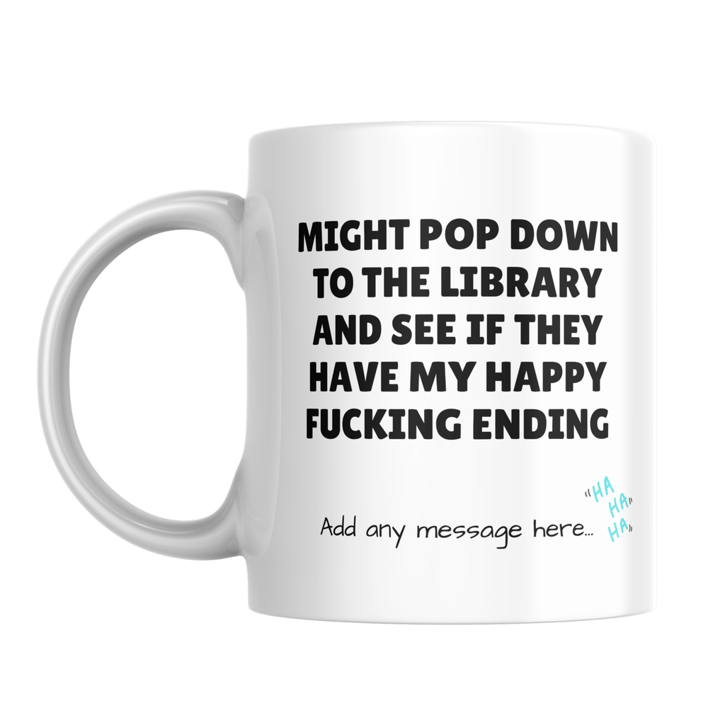 Happy Ending Library Mug – front view