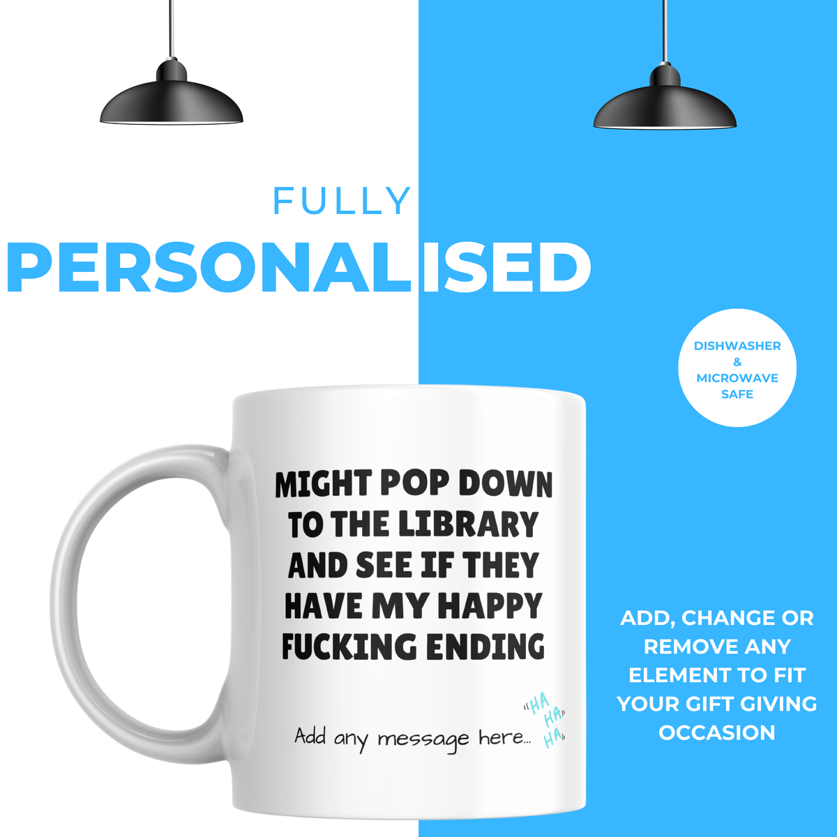 Happy Ending Library Mug – personalisation information