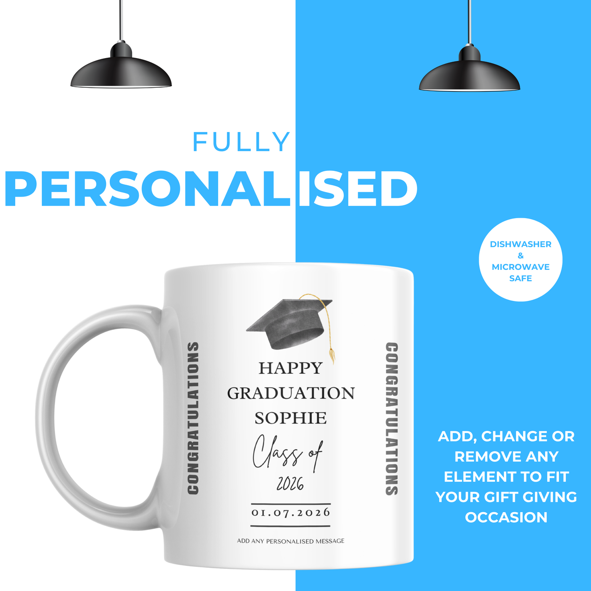 Happy Graduation Mug – personalisation information