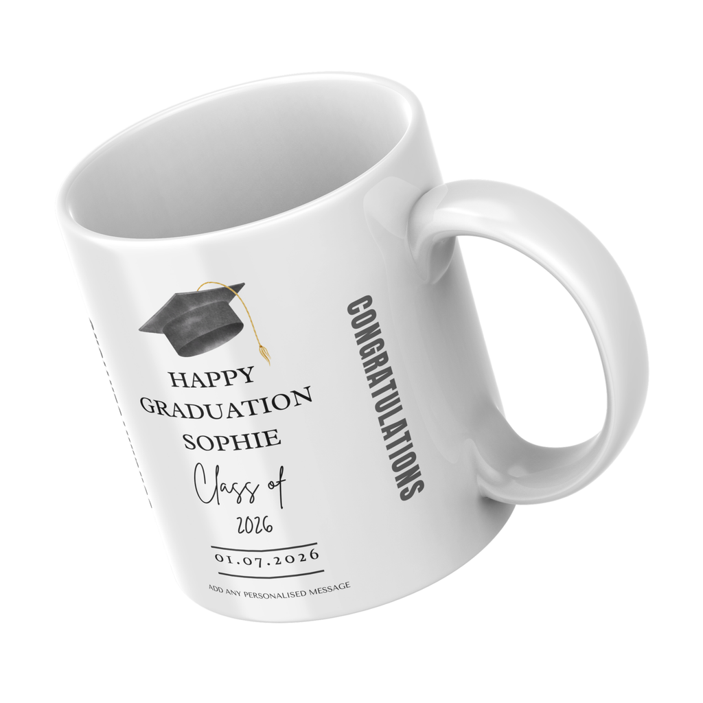 Happy Graduation Mug – angled view