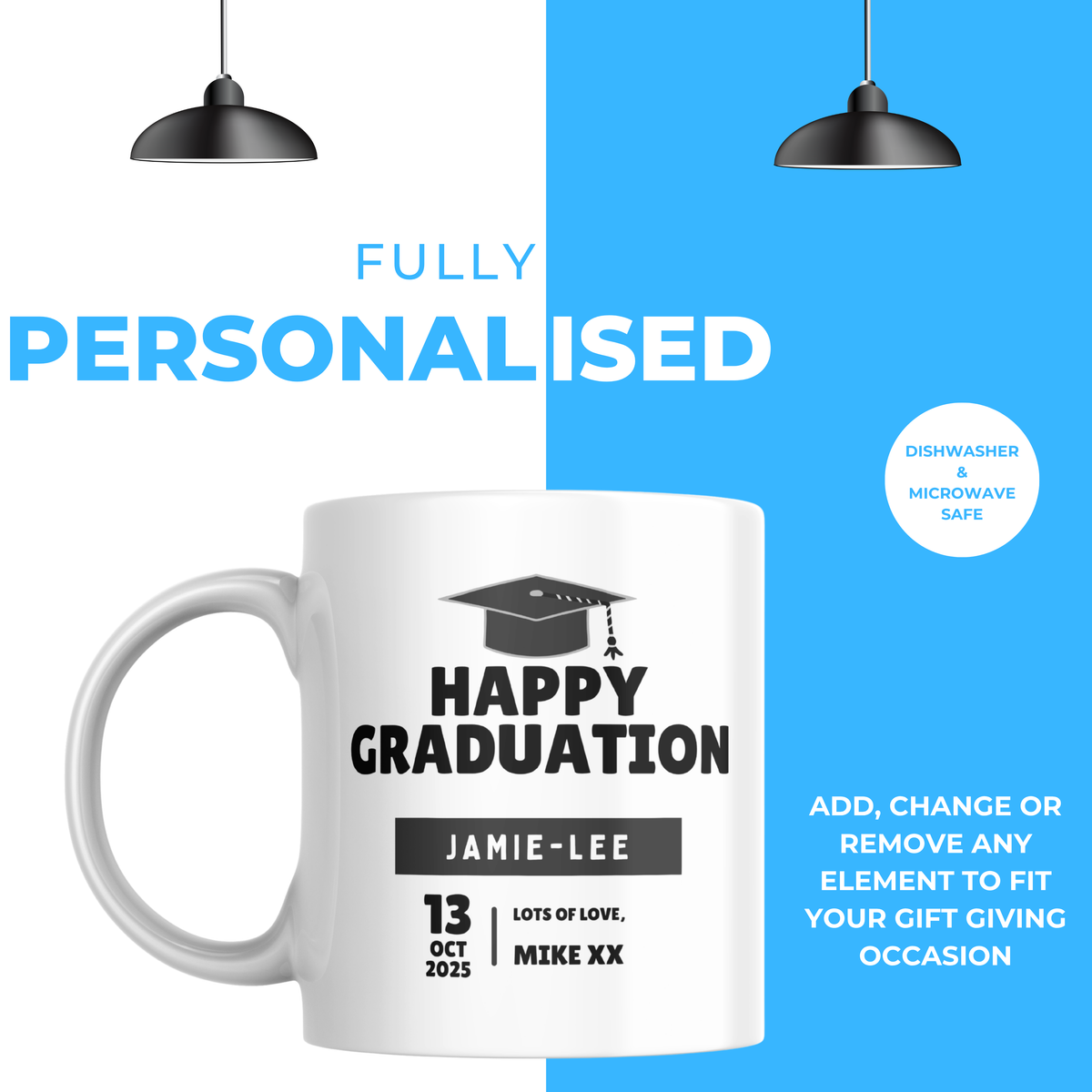 Happy Graduation Mug – personalisation information