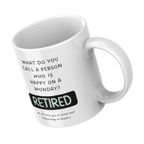 Happy on a Monday Retired Mug – angled view