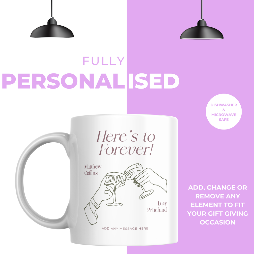 Here’s to Forever Champagne Engagement Mug – personalisation information