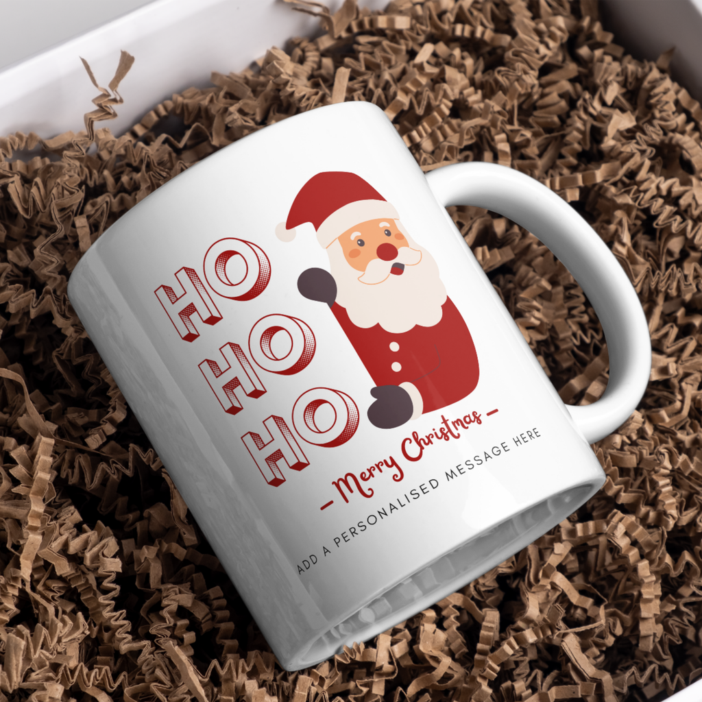 Ho Ho Ho Santa Christmas Mug – gift presentation on paper packing