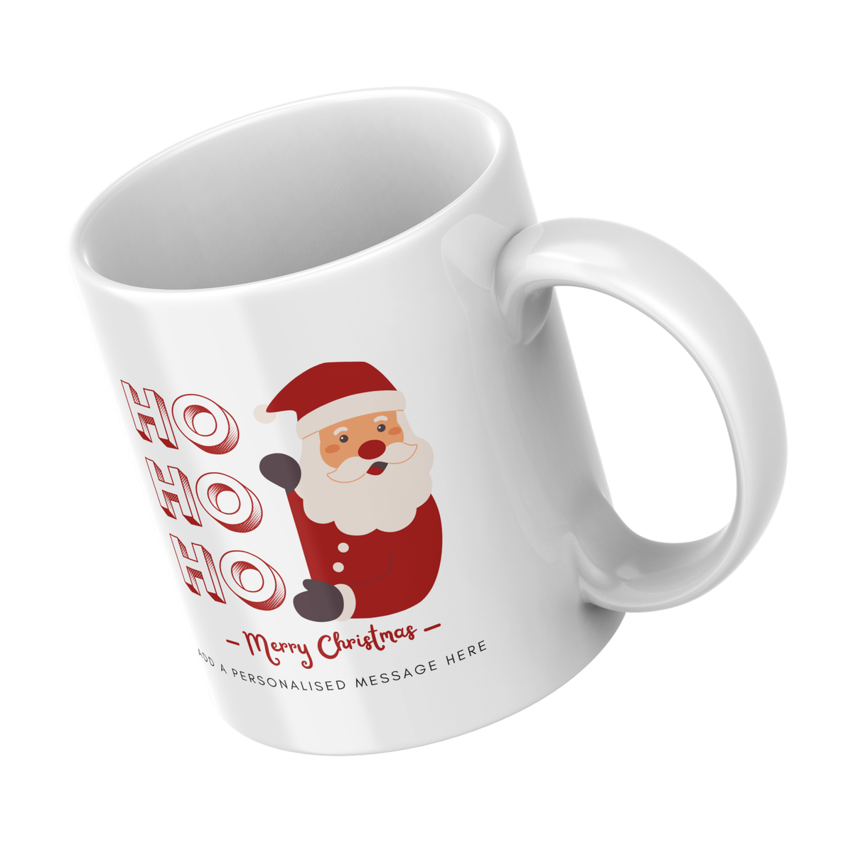 Ho Ho Ho Santa Christmas Mug – angled view