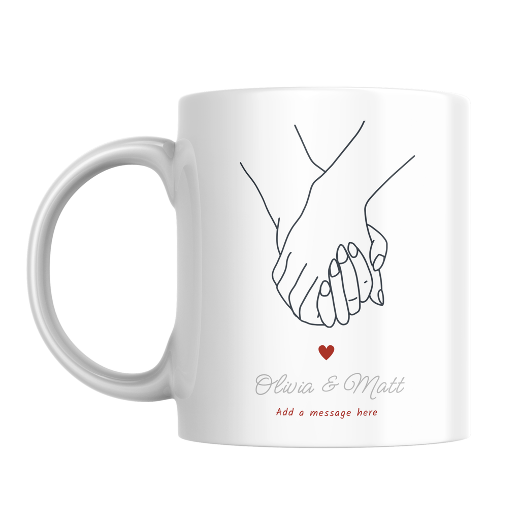 Holding Hands Engagement Mug – front view