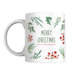 Holly and Pine Christmas Border Mug – front view
