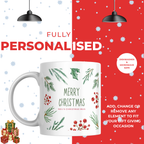 Holly and Pine Christmas Border Mug – personalisation information