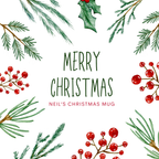 Holly and Pine Christmas Border Mug – original flat artwork