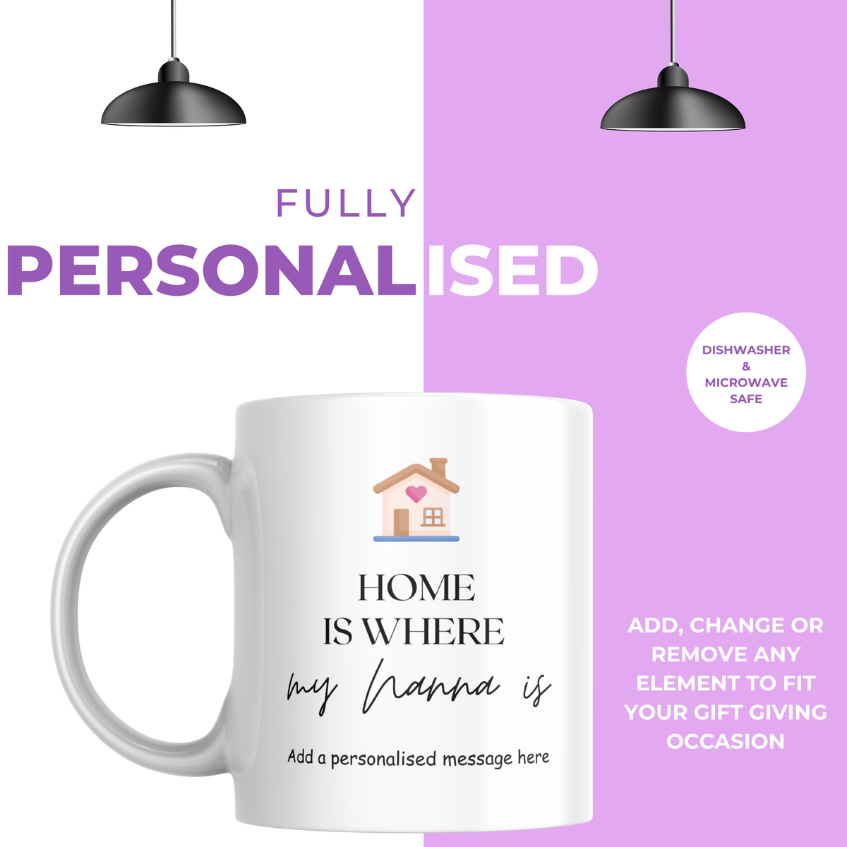Home Is Where My Nanna Is Mug – personalisation information
