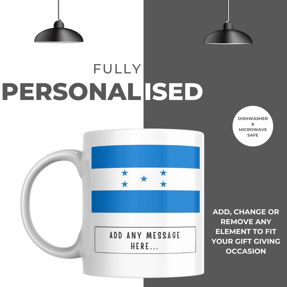 Personalised Honduras flag mug – personalisation and care information