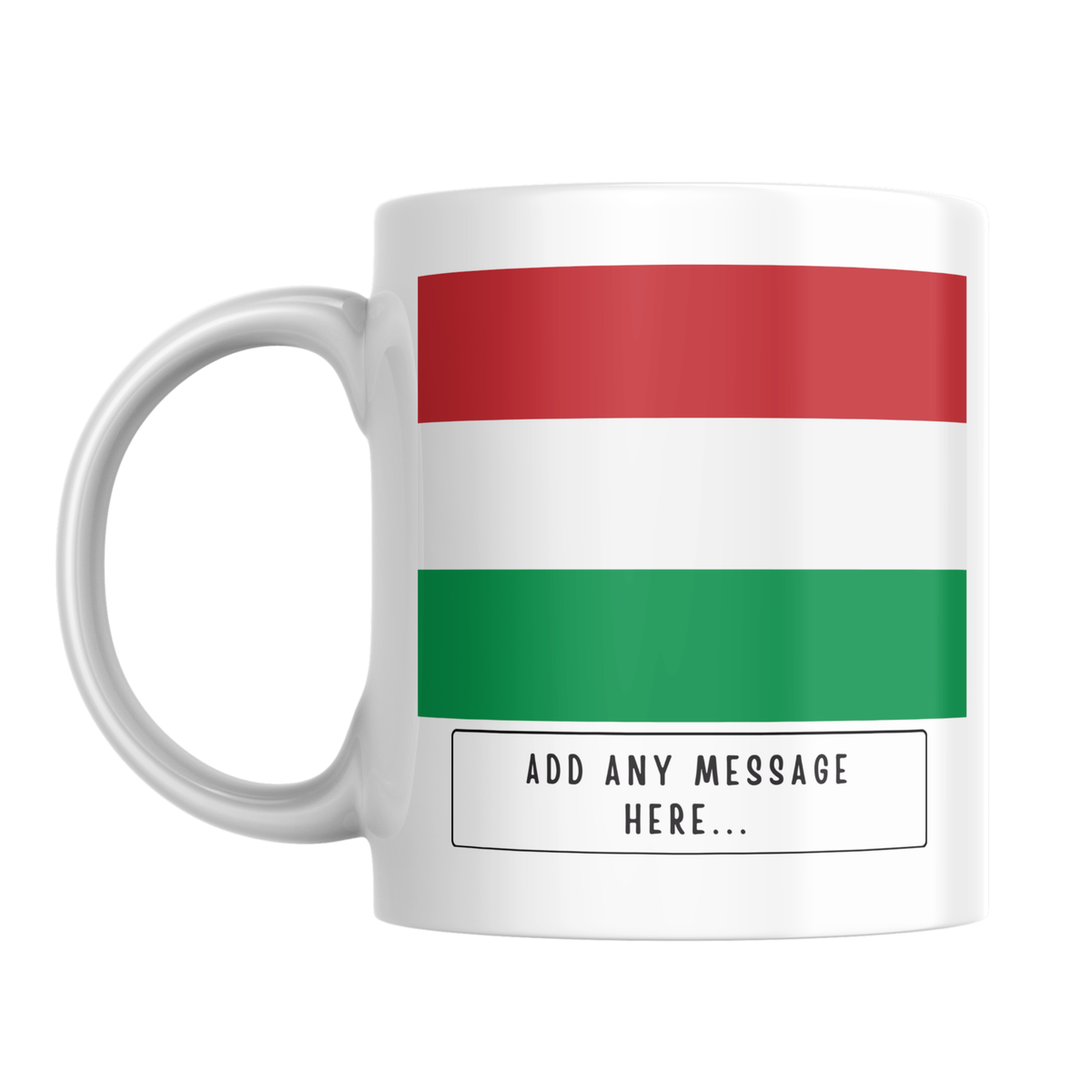 Personalised Hungary flag mug – front view