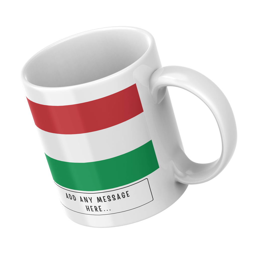 Personalised Hungary flag mug – angled view