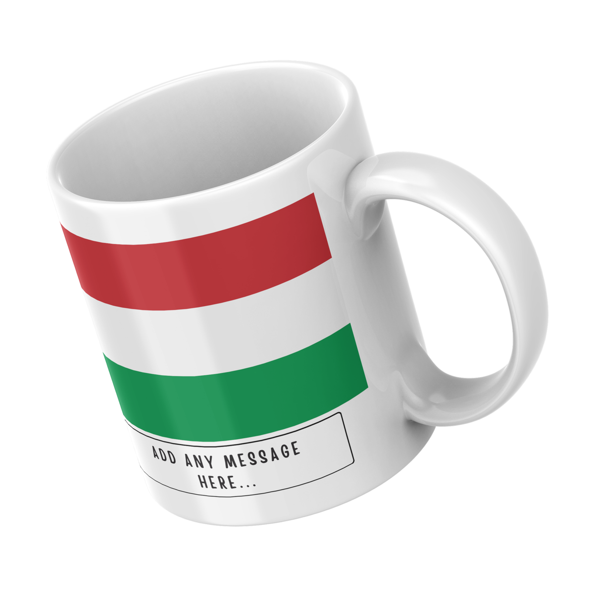 Personalised Hungary flag mug – angled view
