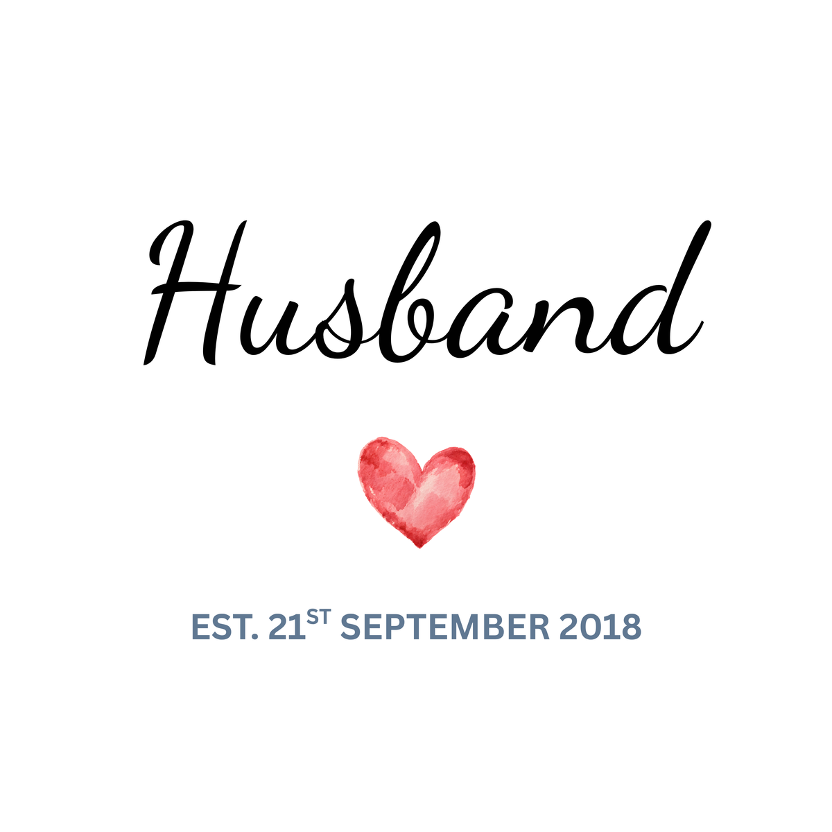 Husband Heart and Wedding Date Anniversary Mug – original flat artwork