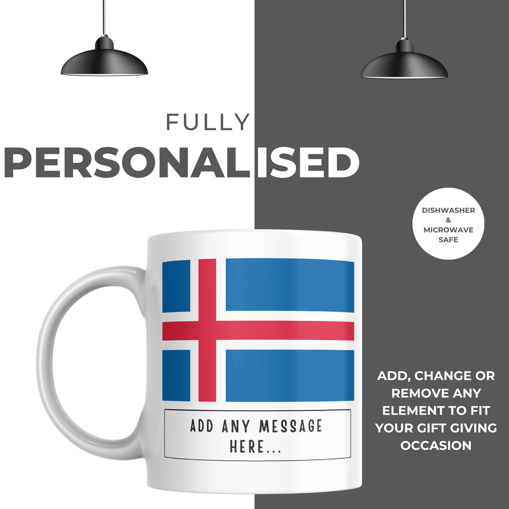 Personalised Iceland flag mug – personalisation and care information